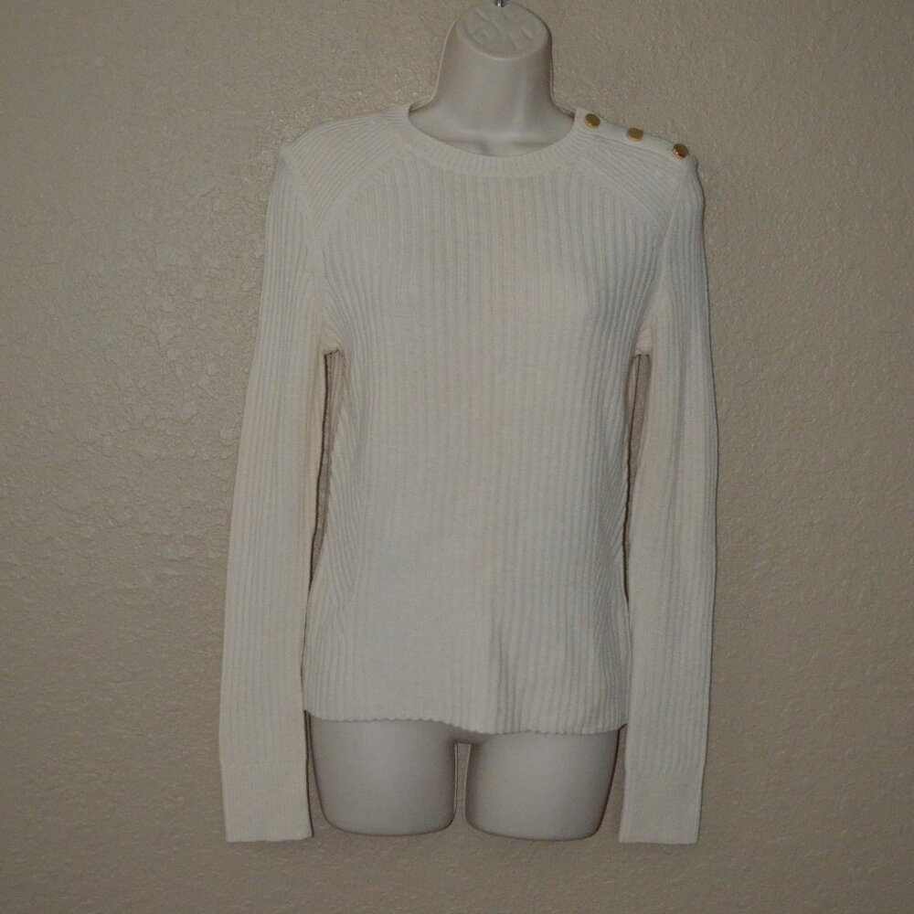 NWT $258 Sz S Intermix Ivory Beatrix Long Sleeve Ribbed Sweater